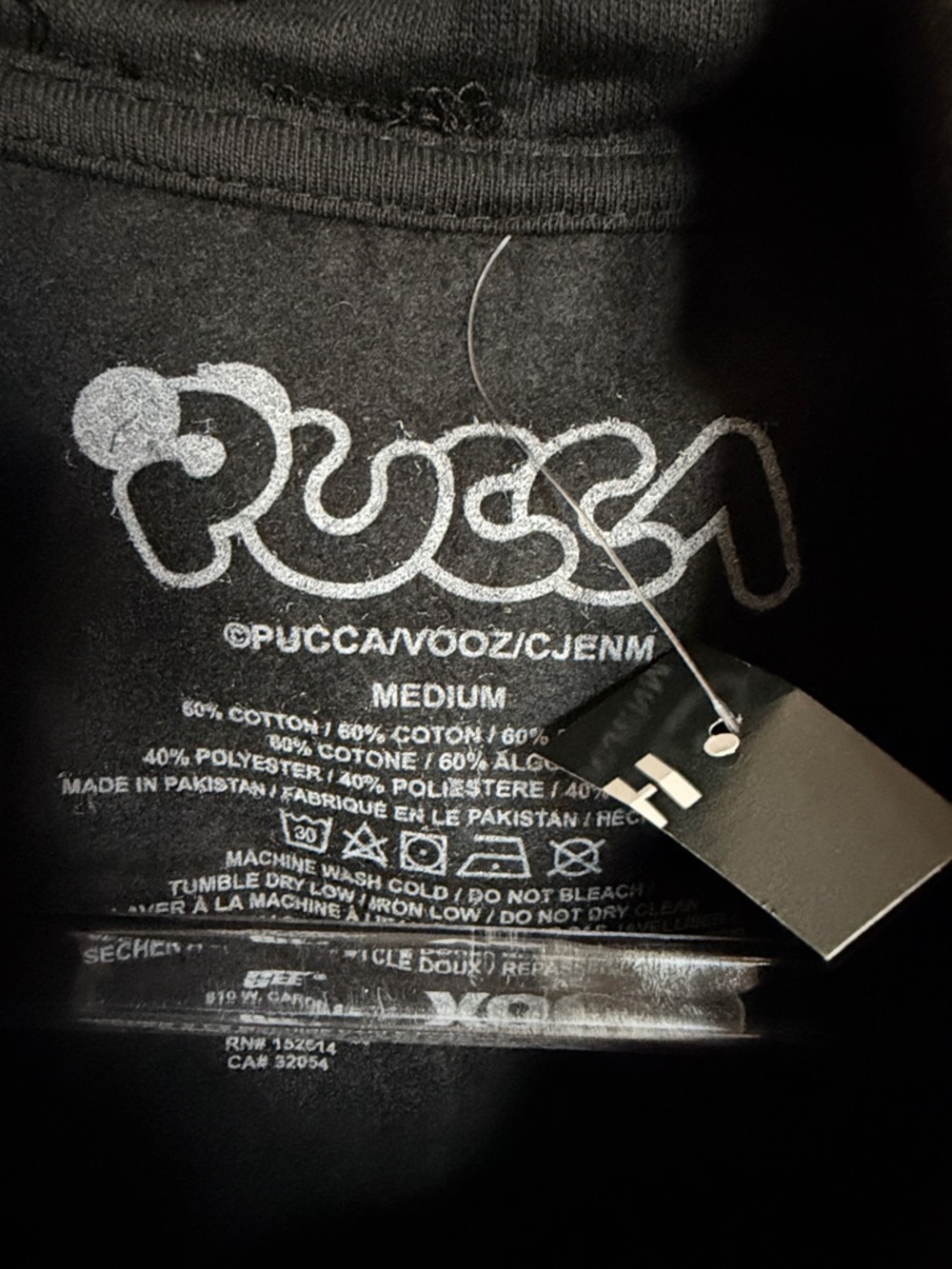Pucca & Garu Black Graphic Hoodie Sweater Size Medium Kawaii Anime - Picture 5 of 11